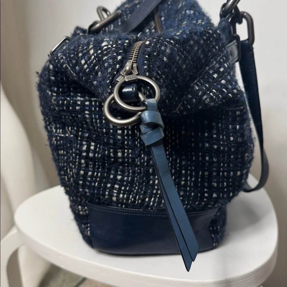 Coach Chelsea Boucle Mersin tweed shoulder tote blue tones large purse